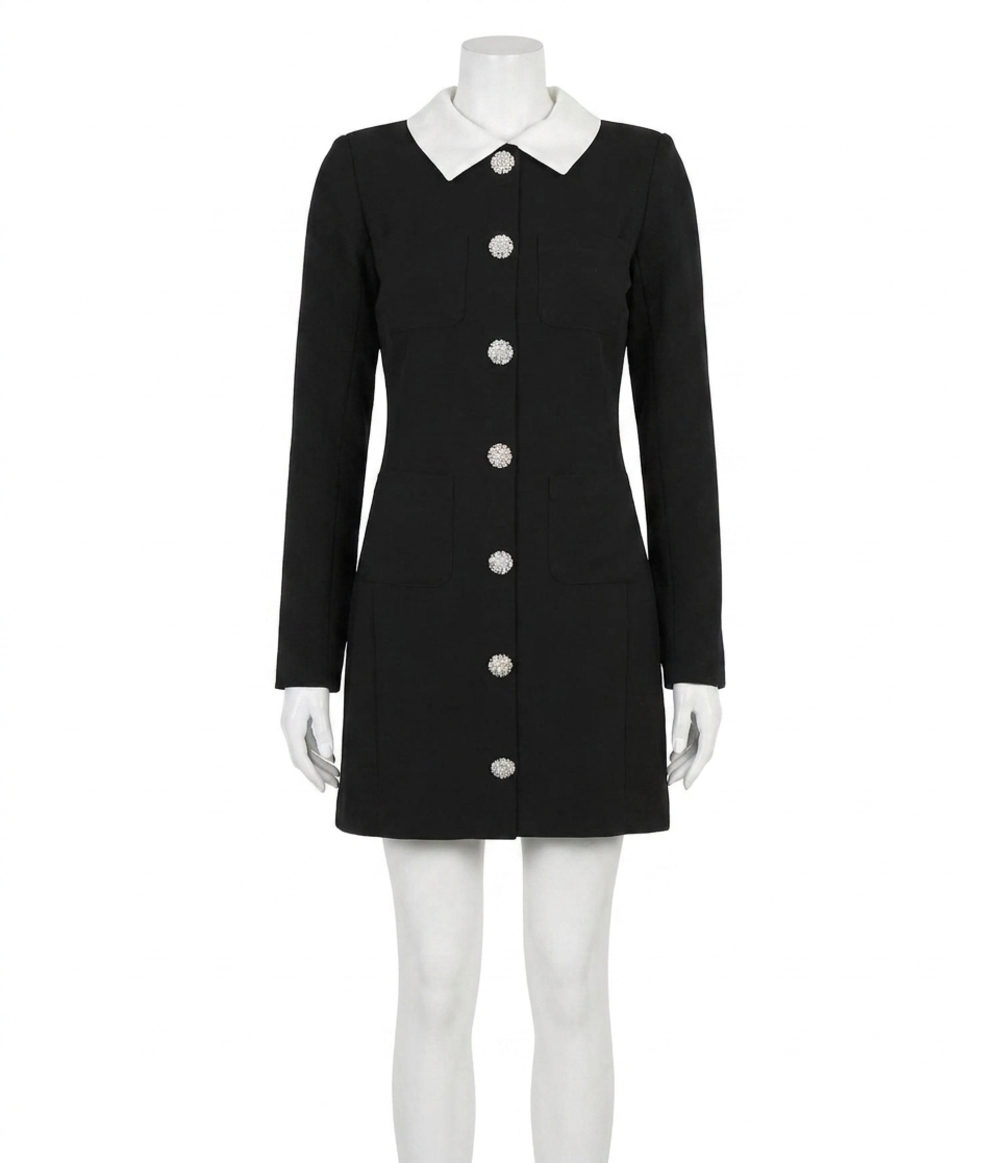 NEW SUGARLIPS ciana button down collared mini dress in black